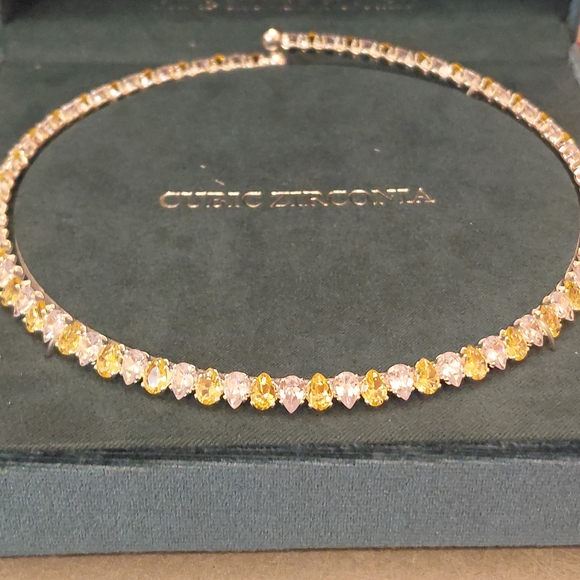 Cubic Zirconia Silver Plated Necklace Gift - Picture 2 of 4